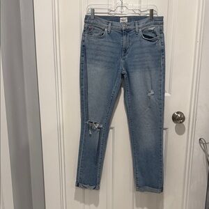 Hudson Jeans Light Blue Distressed Ankle Crop Jeans
